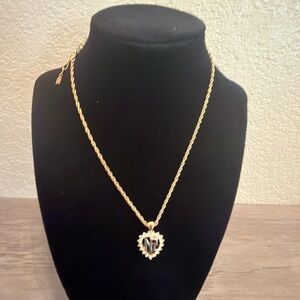 Vintage Nina Ricci Gold-Plated Monogram Heart Pendant Necklace